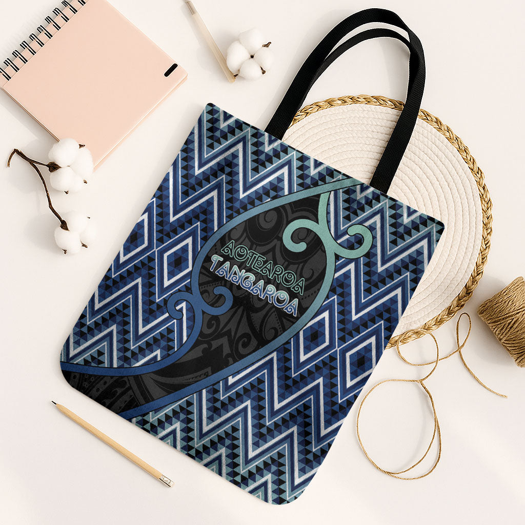 Aotearoa Atua Tangaroa Tote Bag God Of Ocean Koru Patterns