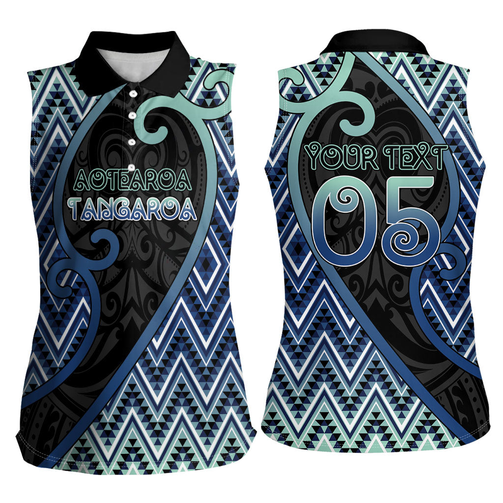 Custom Aotearoa Atua Tangaroa Women Sleeveless Polo Shirt God Of Ocean Koru Patterns