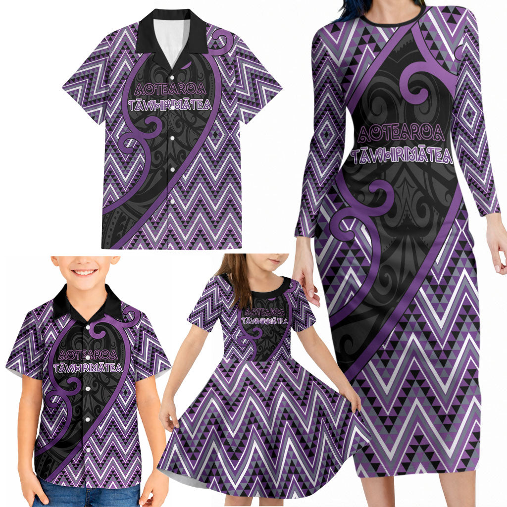 Custom Aotearoa Atua Tawhirimatea Family Matching Long Sleeve Bodycon Dress and Hawaiian Shirt God Of Storms Koru Patterns