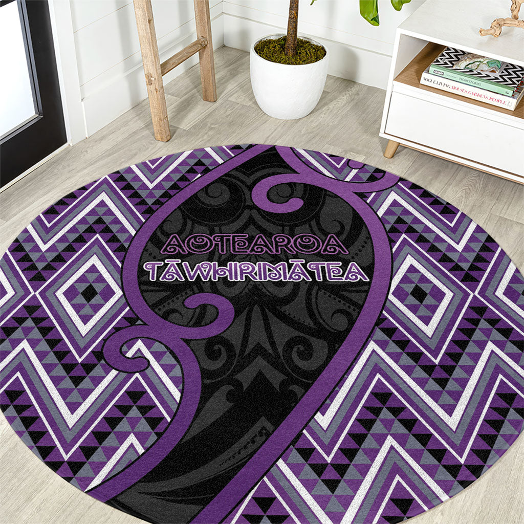 Aotearoa Atua Tawhirimatea Round Carpet God Of Storms Koru Patterns