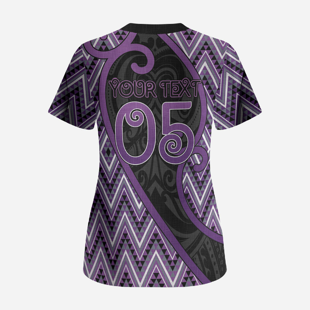 Custom Aotearoa Atua Tawhirimatea Scrub Top God Of Storms Koru Patterns