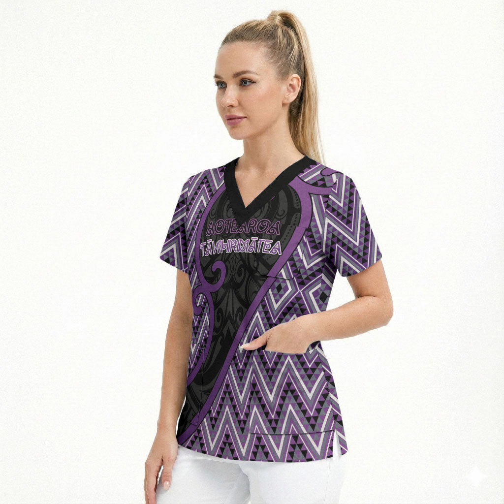 Custom Aotearoa Atua Tawhirimatea Scrub Top God Of Storms Koru Patterns