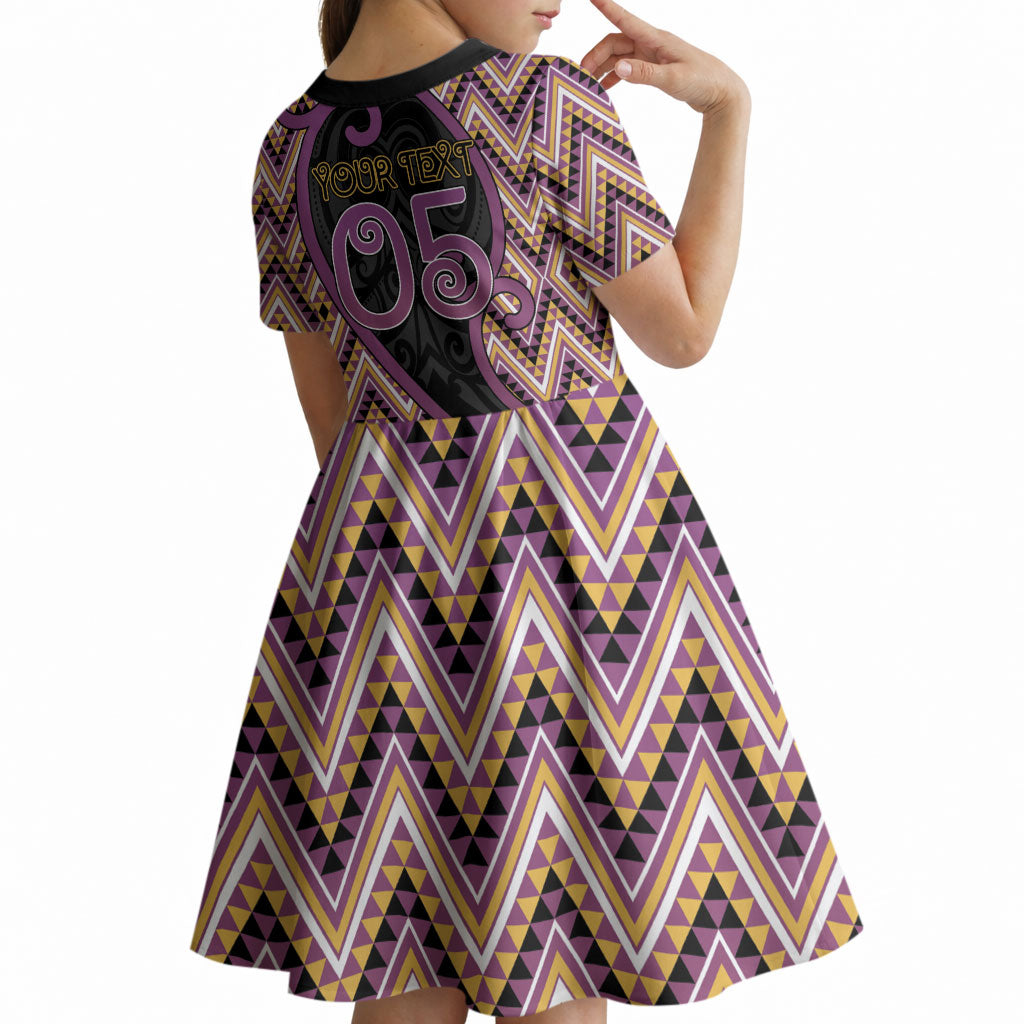 Custom Aotearoa Atua Rongomatane Kid Short Sleeve Dress God Of Cultivated Foods Koru Patterns