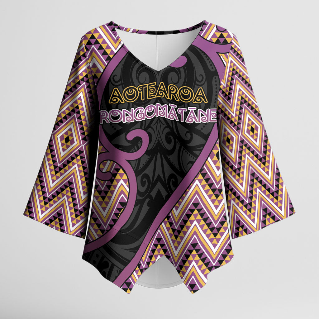 Custom Aotearoa Atua Rongomatane Kimono Sleeve Blouse God Of Cultivated Foods Koru Patterns