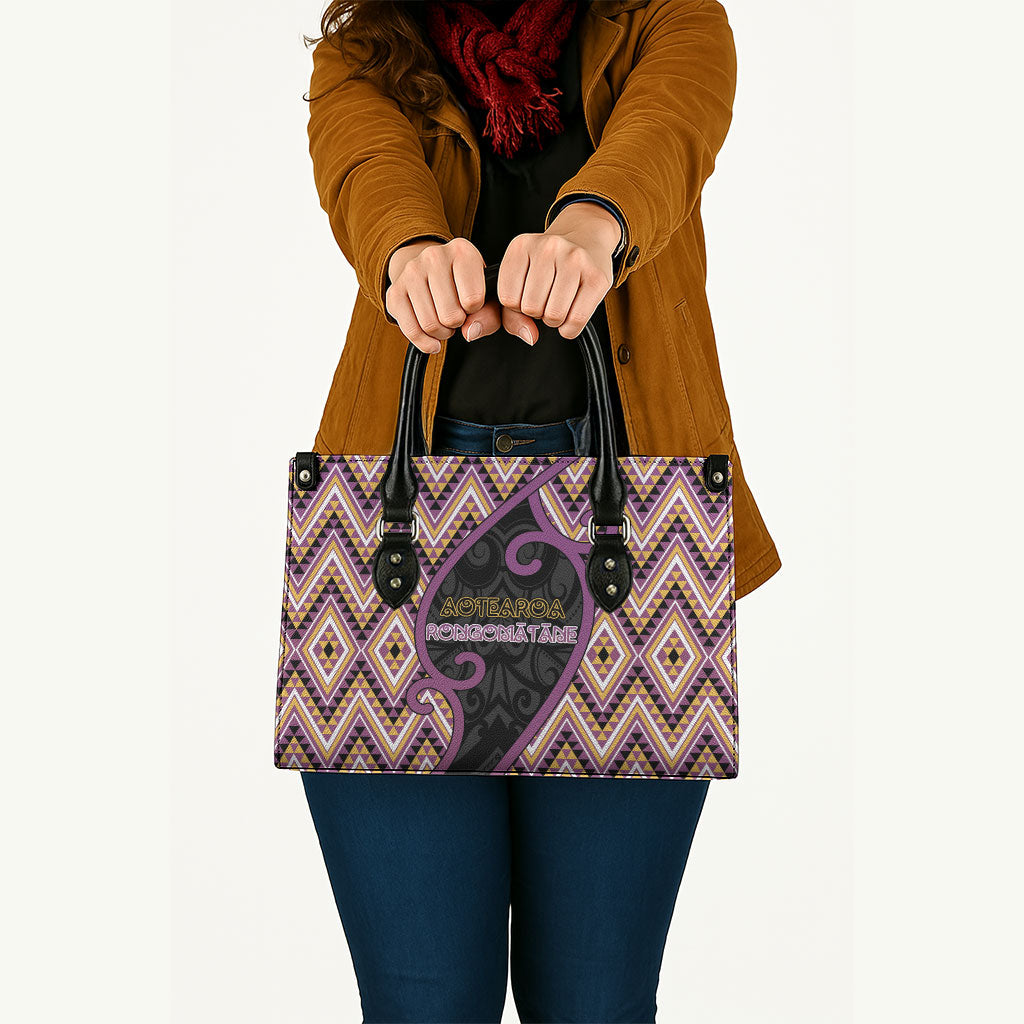 Aotearoa Atua Rongomatane Leather Bag God Of Cultivated Foods Koru Patterns