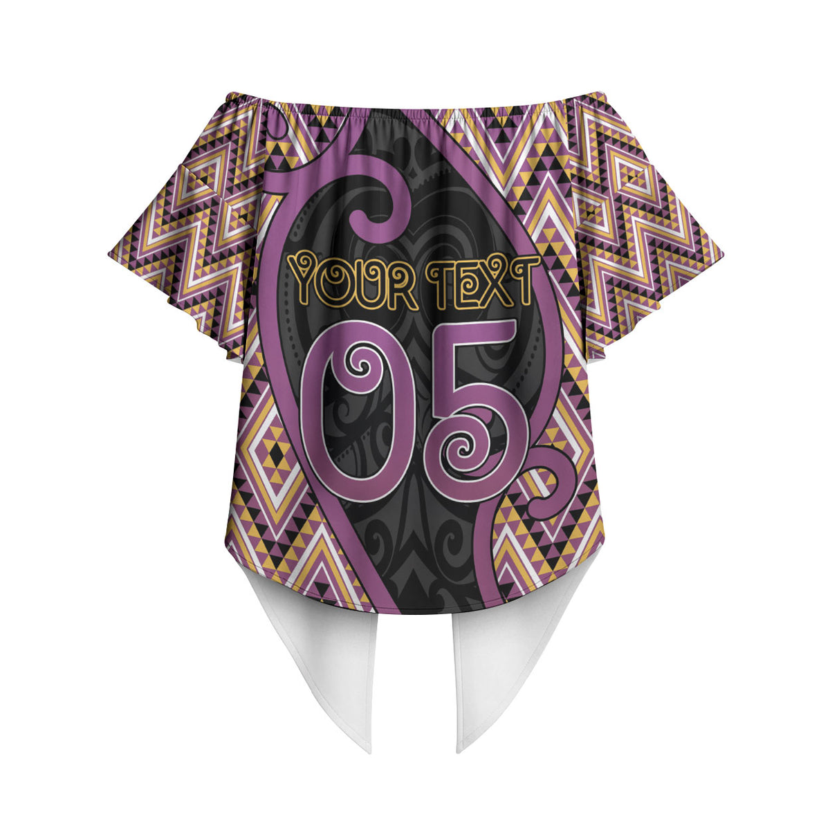 Custom Aotearoa Atua Rongomatane Off Shoulder Wrap Waist Top God Of Cultivated Foods Koru Patterns