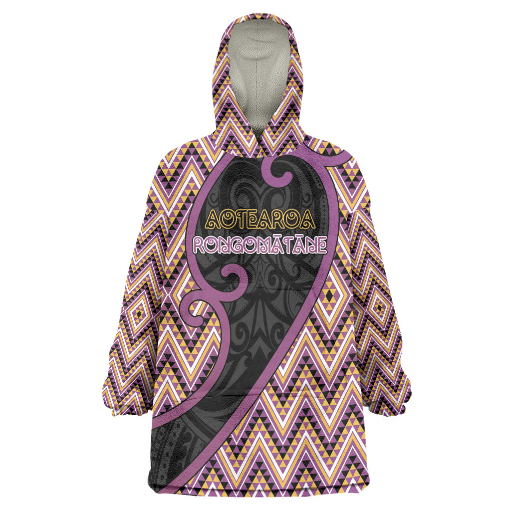 Custom Aotearoa Atua Rongomatane Wearable Blanket Hoodie God Of Cultivated Foods Koru Patterns