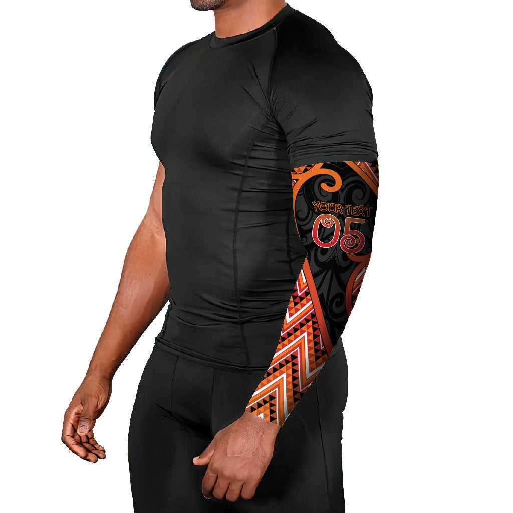 Custom Aotearoa Atua Ruaumoko Arm Sleeves God Of Volcanoes Koru Patterns