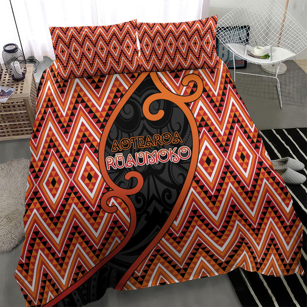 Aotearoa Atua Ruaumoko Bedding Set God Of Volcanoes Koru Patterns