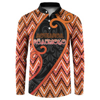 Custom Aotearoa Atua Ruaumoko Button Sweatshirt God Of Volcanoes Koru Patterns