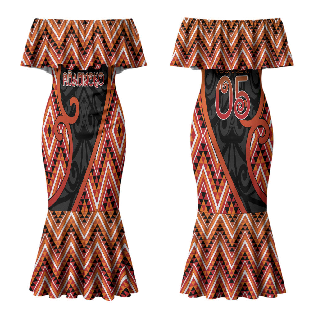 Custom Aotearoa Atua Ruaumoko Couples Matching Mermaid Dress and Hawaiian Shirt God Of Volcanoes Koru Patterns