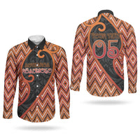 Custom Aotearoa Atua Ruaumoko Couples Matching Off Shoulder Short Dress and Long Sleeve Button Shirt God Of Volcanoes Koru Patterns