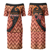 Custom Aotearoa Atua Ruaumoko Couples Matching Puletasi and Long Sleeve Button Shirt God Of Volcanoes Koru Patterns