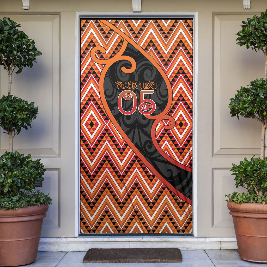 Custom Aotearoa Atua Ruaumoko Door Cover God Of Volcanoes Koru Patterns