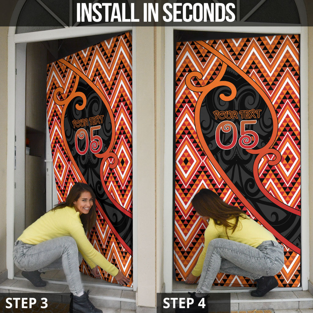 Custom Aotearoa Atua Ruaumoko Door Cover God Of Volcanoes Koru Patterns