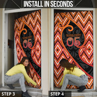 Custom Aotearoa Atua Ruaumoko Door Cover God Of Volcanoes Koru Patterns