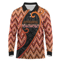 Custom Aotearoa Atua Ruaumoko Long Sleeve Polo Shirt God Of Volcanoes Koru Patterns