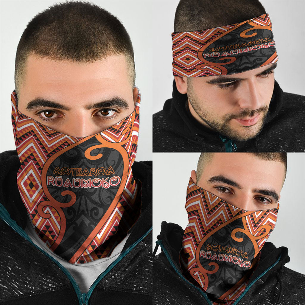 Aotearoa Atua Ruaumoko Neck Gaiter God Of Volcanoes Koru Patterns