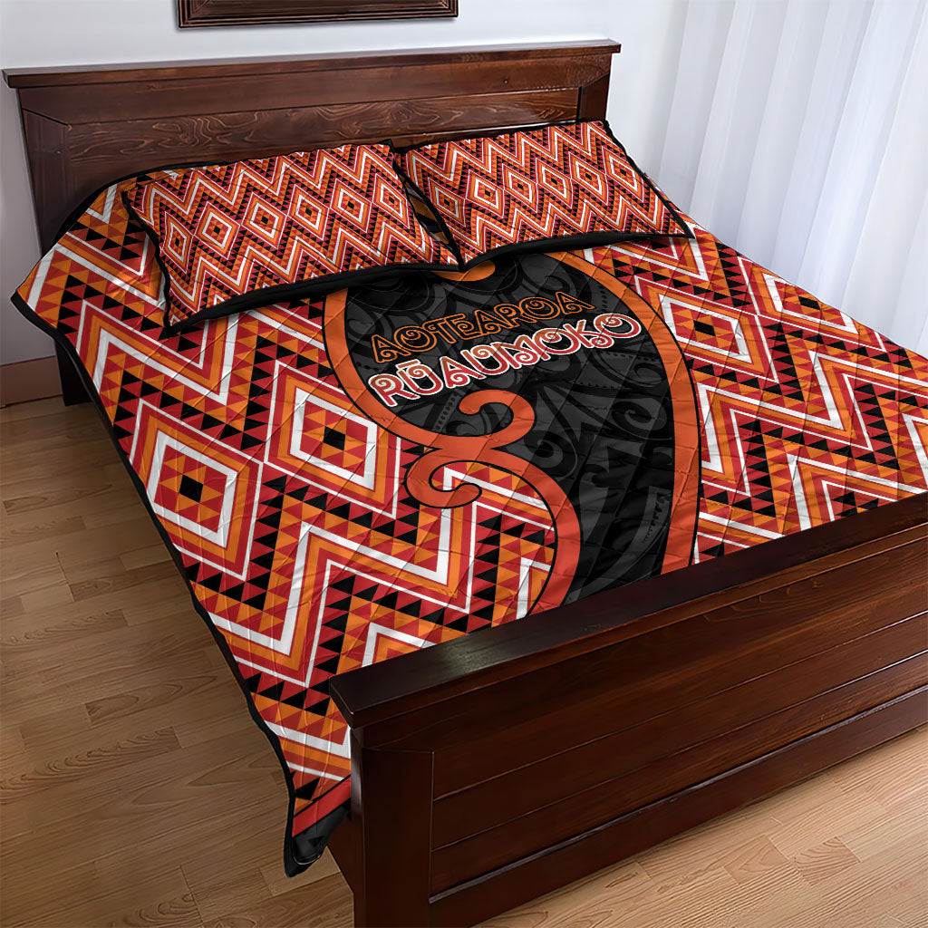 Aotearoa Atua Ruaumoko Quilt Bed Set God Of Volcanoes Koru Patterns