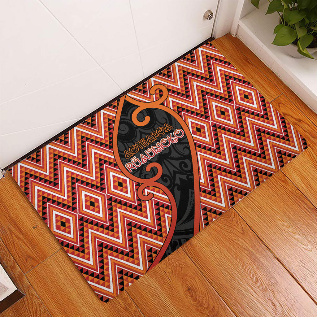 Aotearoa Atua Ruaumoko Rubber Doormat God Of Volcanoes Koru Patterns