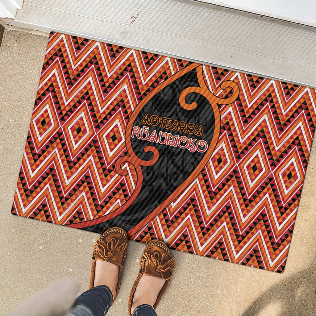 Aotearoa Atua Ruaumoko Rubber Doormat God Of Volcanoes Koru Patterns