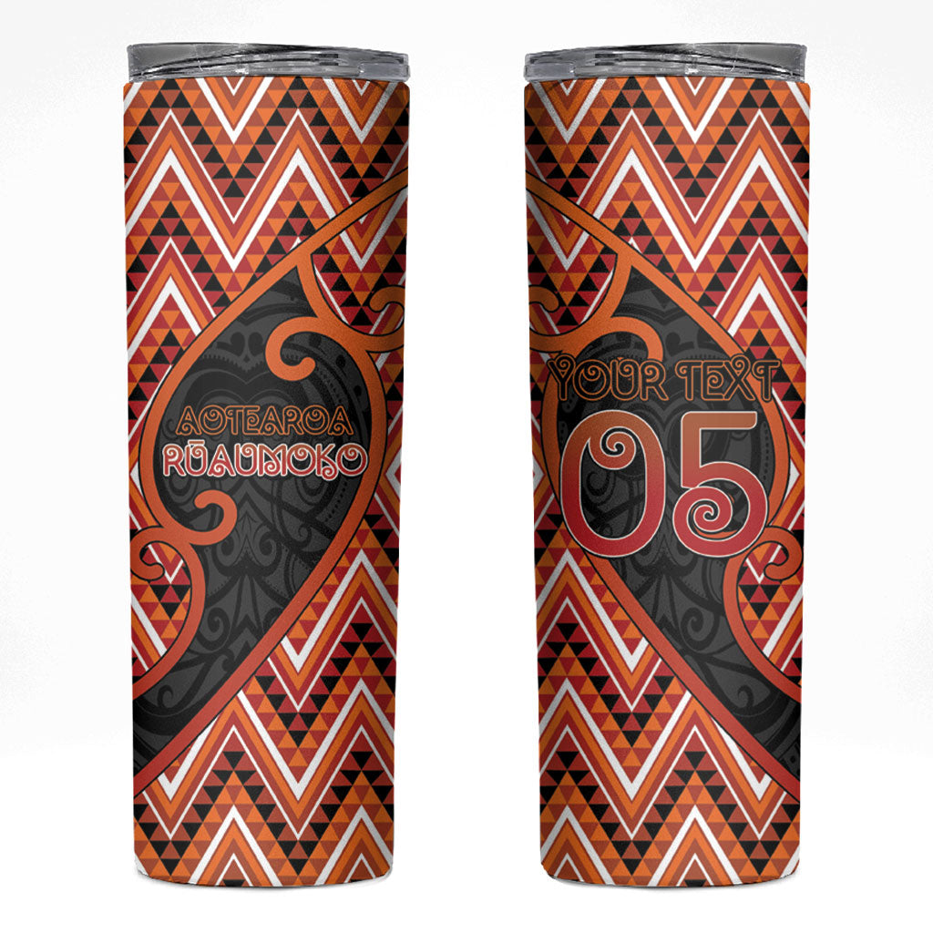 Custom Aotearoa Atua Ruaumoko Skinny Tumbler God Of Volcanoes Koru Patterns