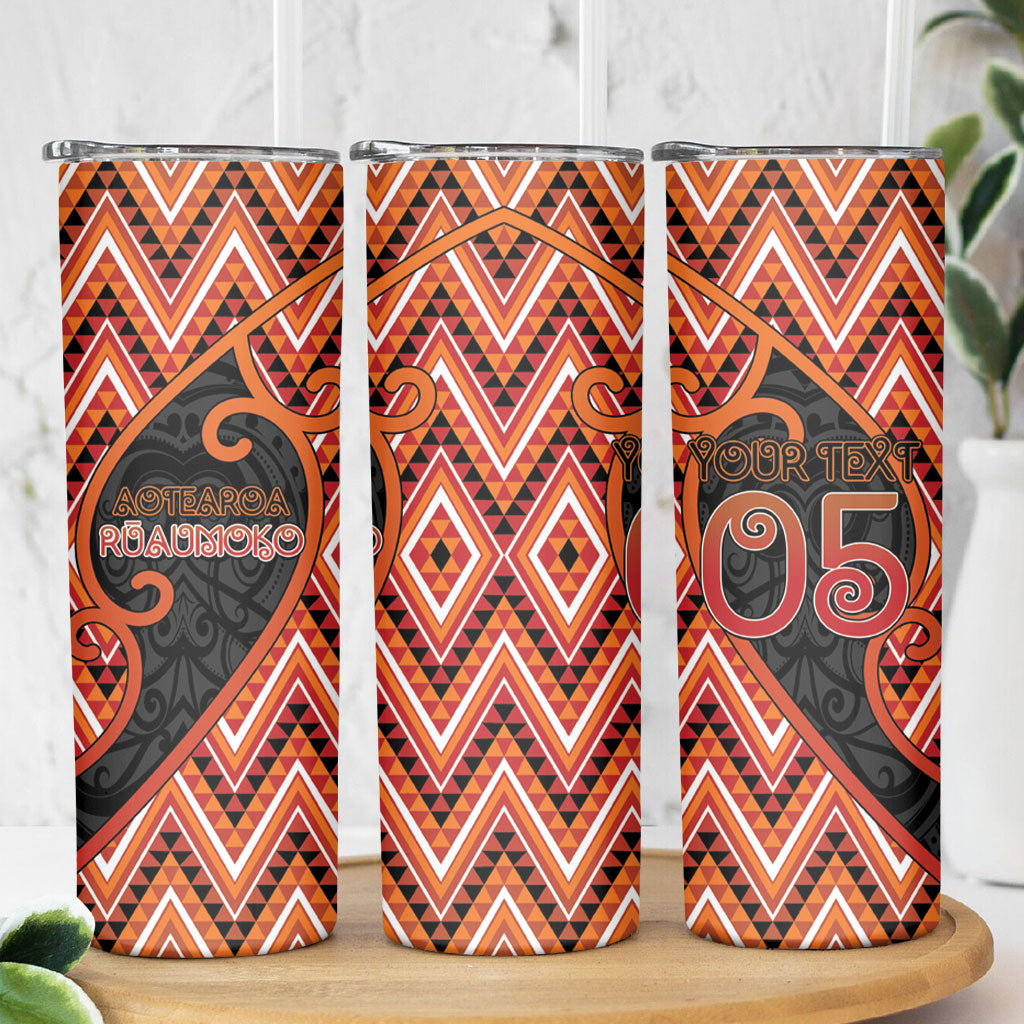 Custom Aotearoa Atua Ruaumoko Skinny Tumbler God Of Volcanoes Koru Patterns