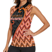 Custom Aotearoa Atua Ruaumoko Women Sleeveless Polo Shirt God Of Volcanoes Koru Patterns