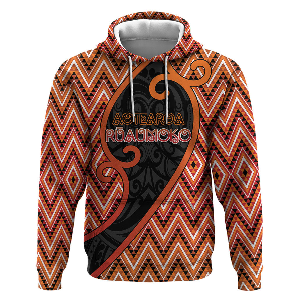 Custom Aotearoa Atua Ruaumoko Zip Hoodie God Of Volcanoes Koru Patterns