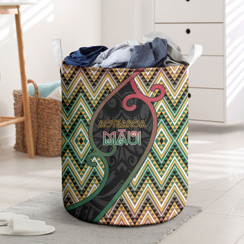 Aotearoa Atua Maui Laundry Basket Demigod Hero And Trickster Koru Patterns
