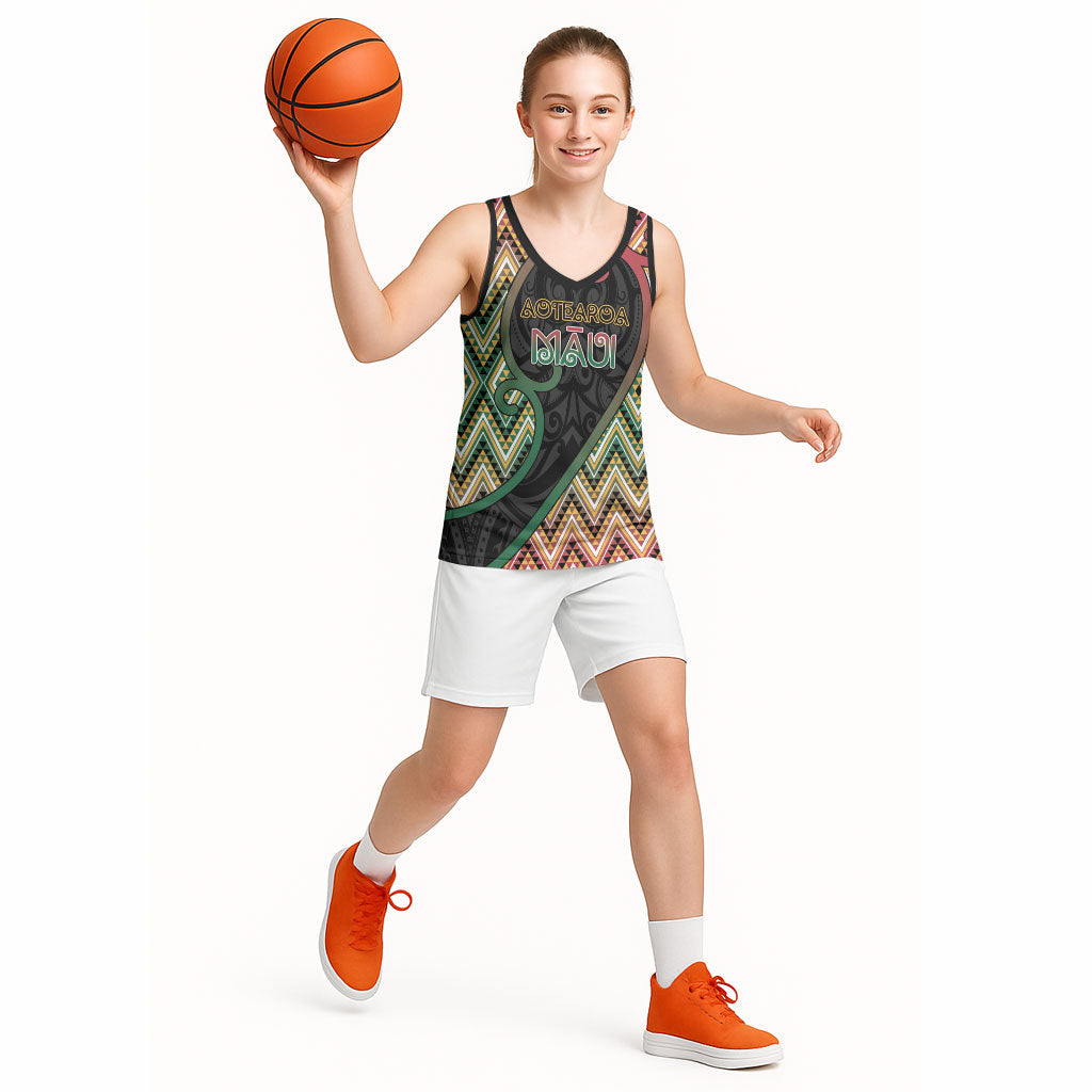 Custom Aotearoa Atua Maui Basketball Jersey Demigod Hero And Trickster Koru Patterns
