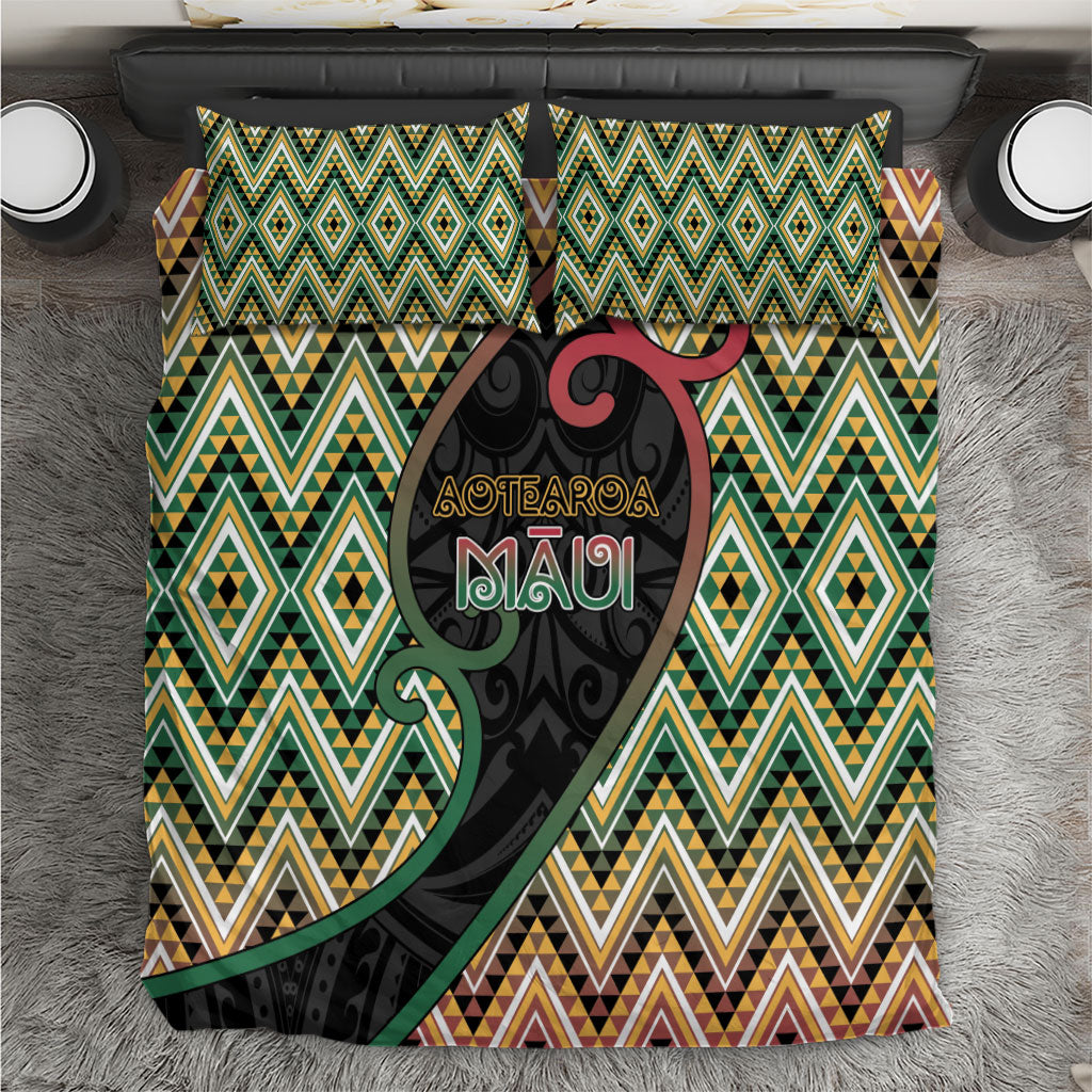 Aotearoa Atua Maui Bedding Set Demigod Hero And Trickster Koru Patterns