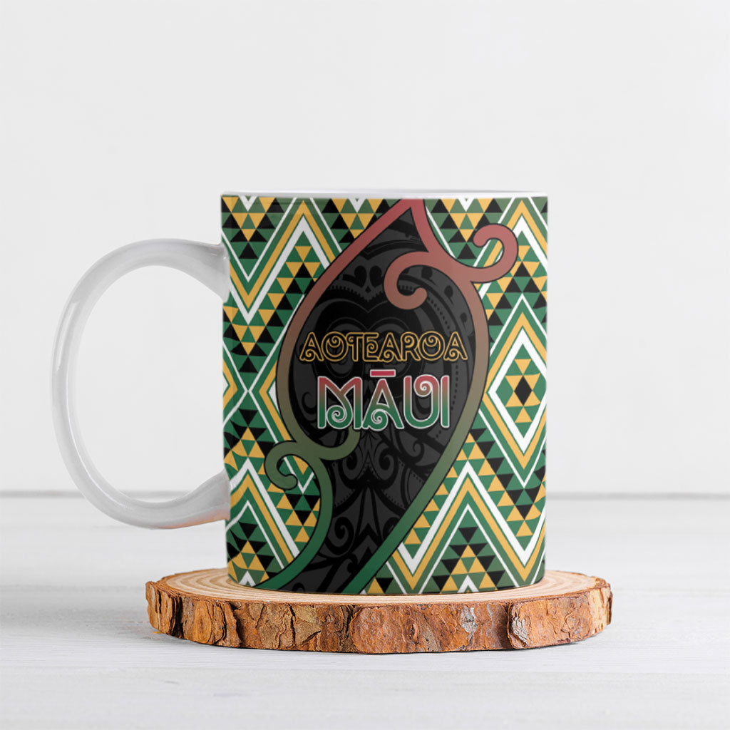 Custom Aotearoa Atua Maui Ceramic Mug Demigod Hero And Trickster Koru Patterns