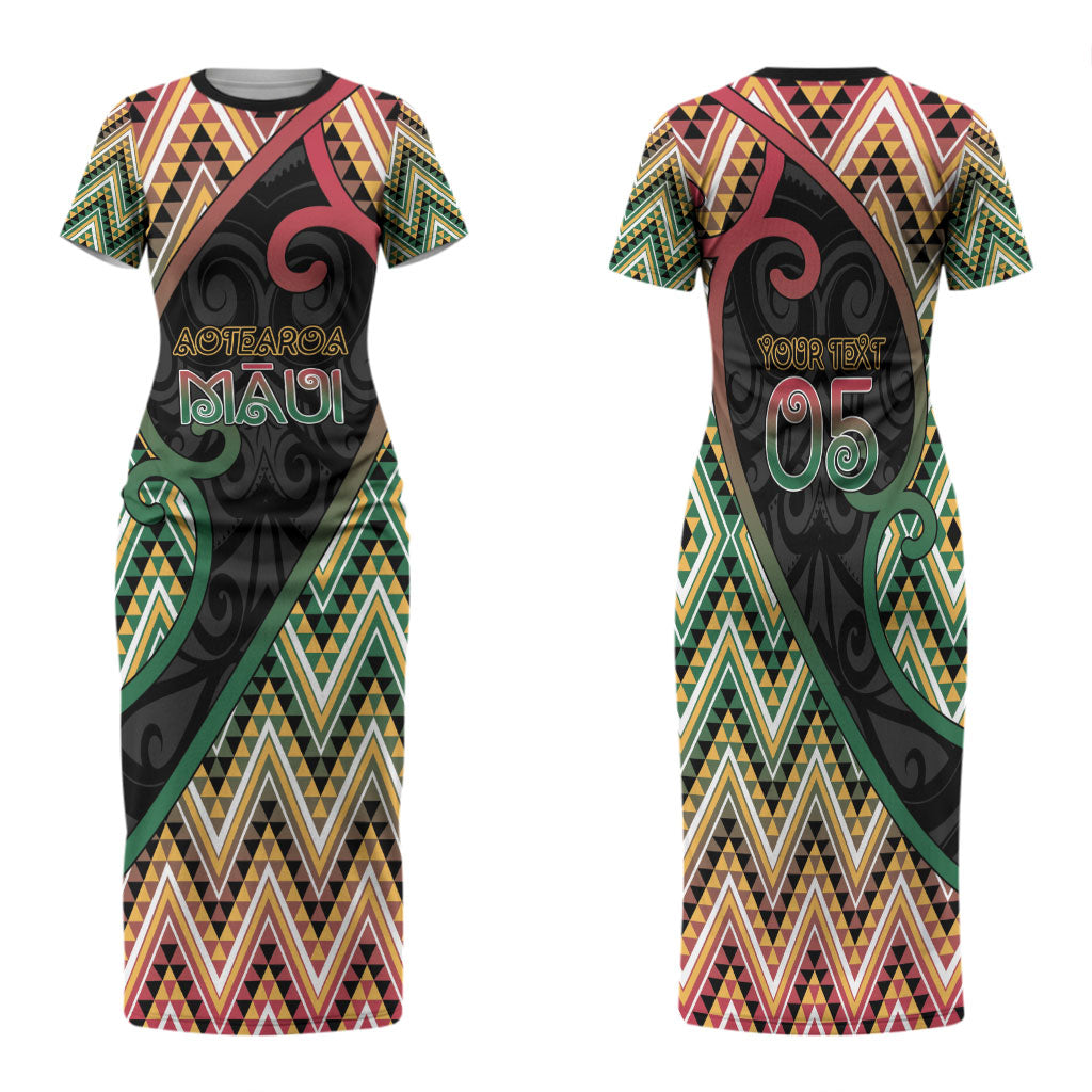 Custom Aotearoa Atua Maui Family Matching Short Sleeve Bodycon Dress and Hawaiian Shirt Demigod Hero And Trickster Koru Patterns