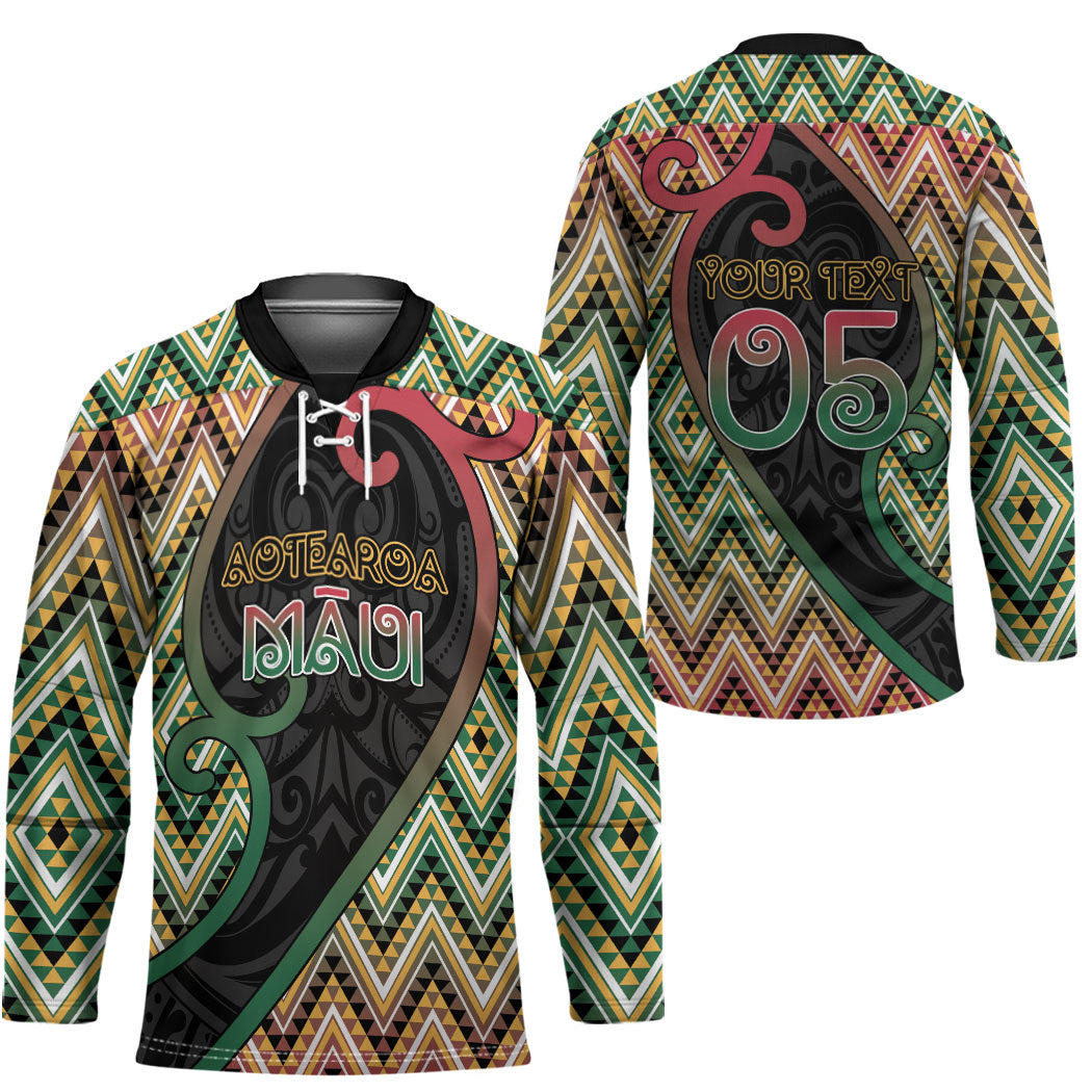 Custom Aotearoa Atua Maui Hockey Jersey Demigod Hero And Trickster Koru Patterns
