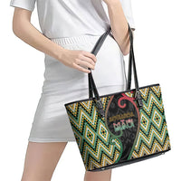 Aotearoa Atua Maui Leather Tote Bag Demigod Hero And Trickster Koru Patterns