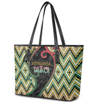 Aotearoa Atua Maui Leather Tote Bag Demigod Hero And Trickster Koru Patterns