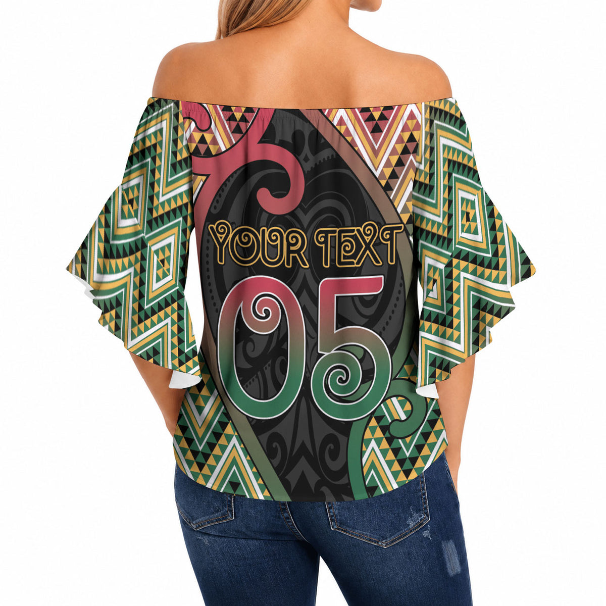 Custom Aotearoa Atua Maui Off Shoulder Wrap Waist Top Demigod Hero And Trickster Koru Patterns