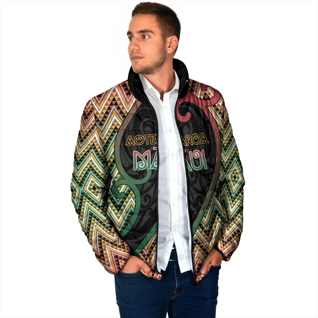 Custom Aotearoa Atua Maui Padded Jacket Demigod Hero And Trickster Koru Patterns