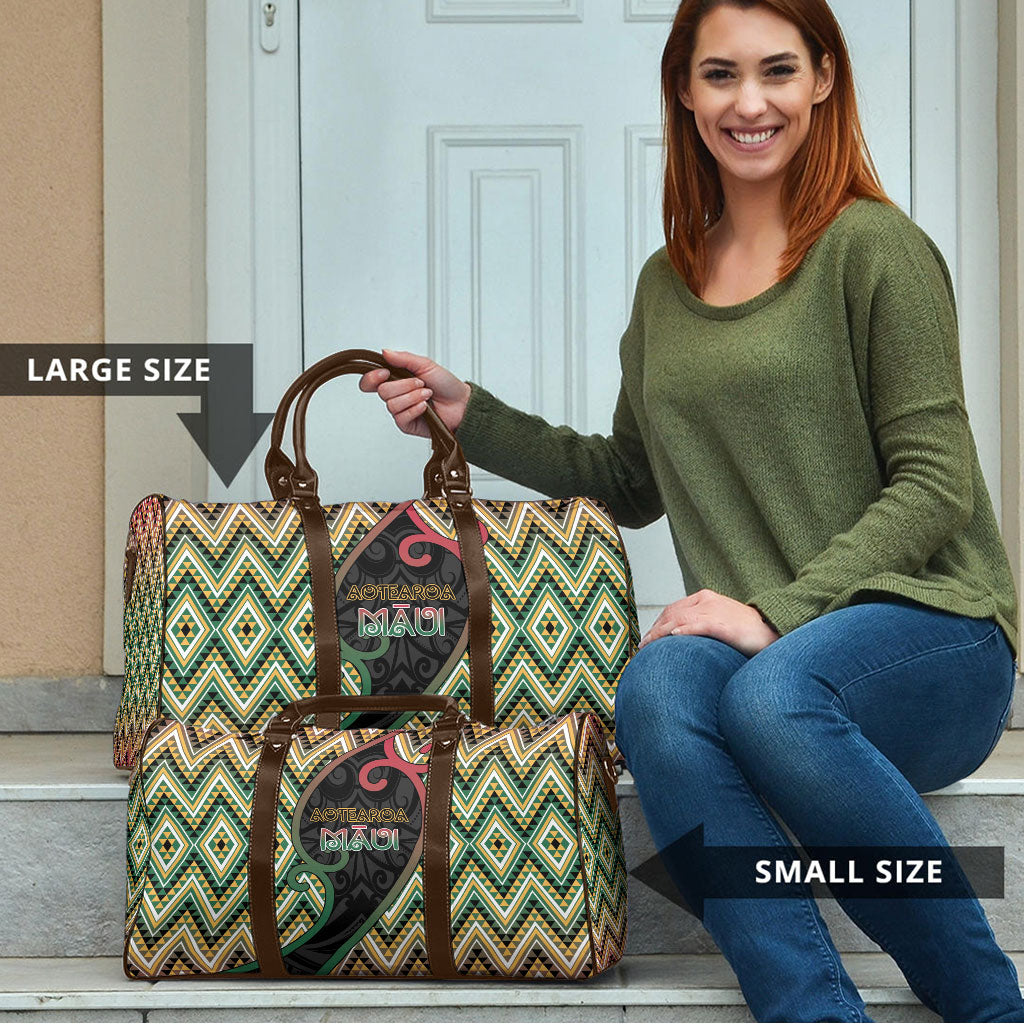 Aotearoa Atua Maui Travel Bag Demigod Hero And Trickster Koru Patterns