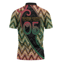 Custom Aotearoa Atua Maui Zipper Polo Shirt Demigod Hero And Trickster Koru Patterns