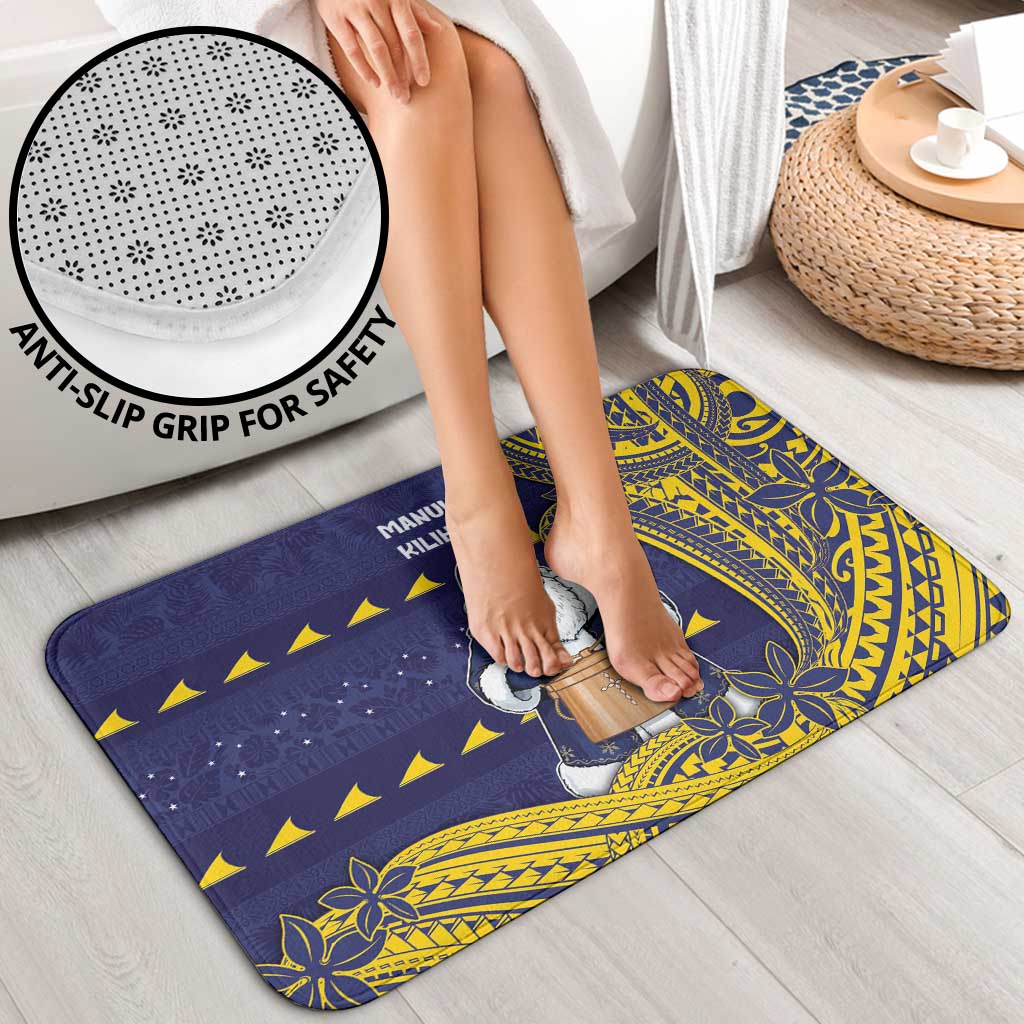 Tokelau Christmas Bathroom Set Santa With Tuluma Xmas Tribal Waves - Polynesian Pride