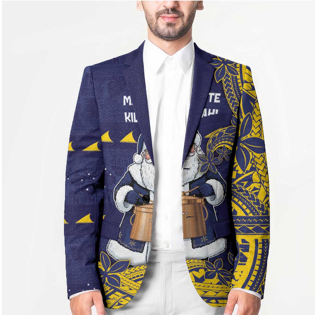 Tokelau Christmas Blazer Santa With Tuluma Xmas Tribal Waves - Polynesian Pride