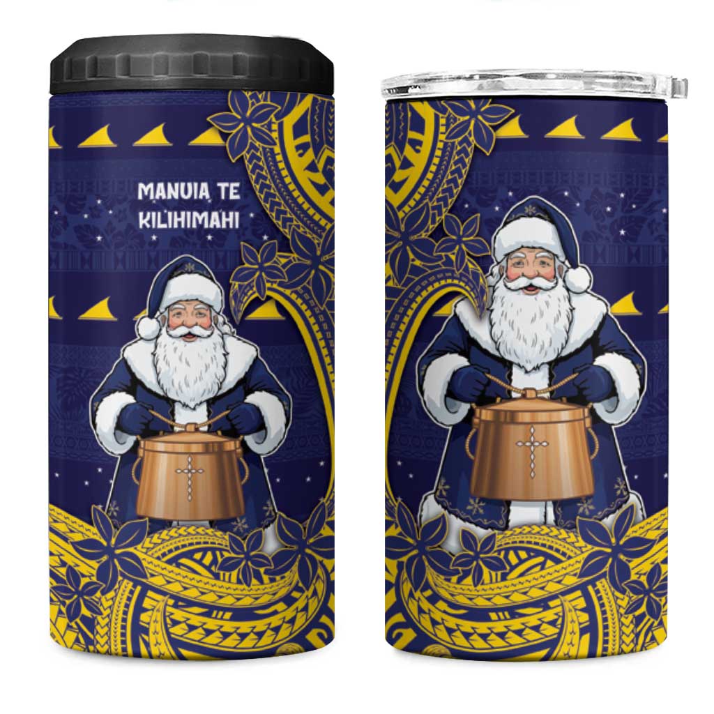 Tokelau Christmas 4 in 1 Can Cooler Tumbler Santa With Tuluma Xmas Tribal Waves - Polynesian Pride
