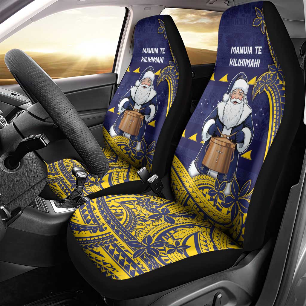 Tokelau Christmas Car Seat Cover Santa With Tuluma Xmas Tribal Waves - Polynesian Pride