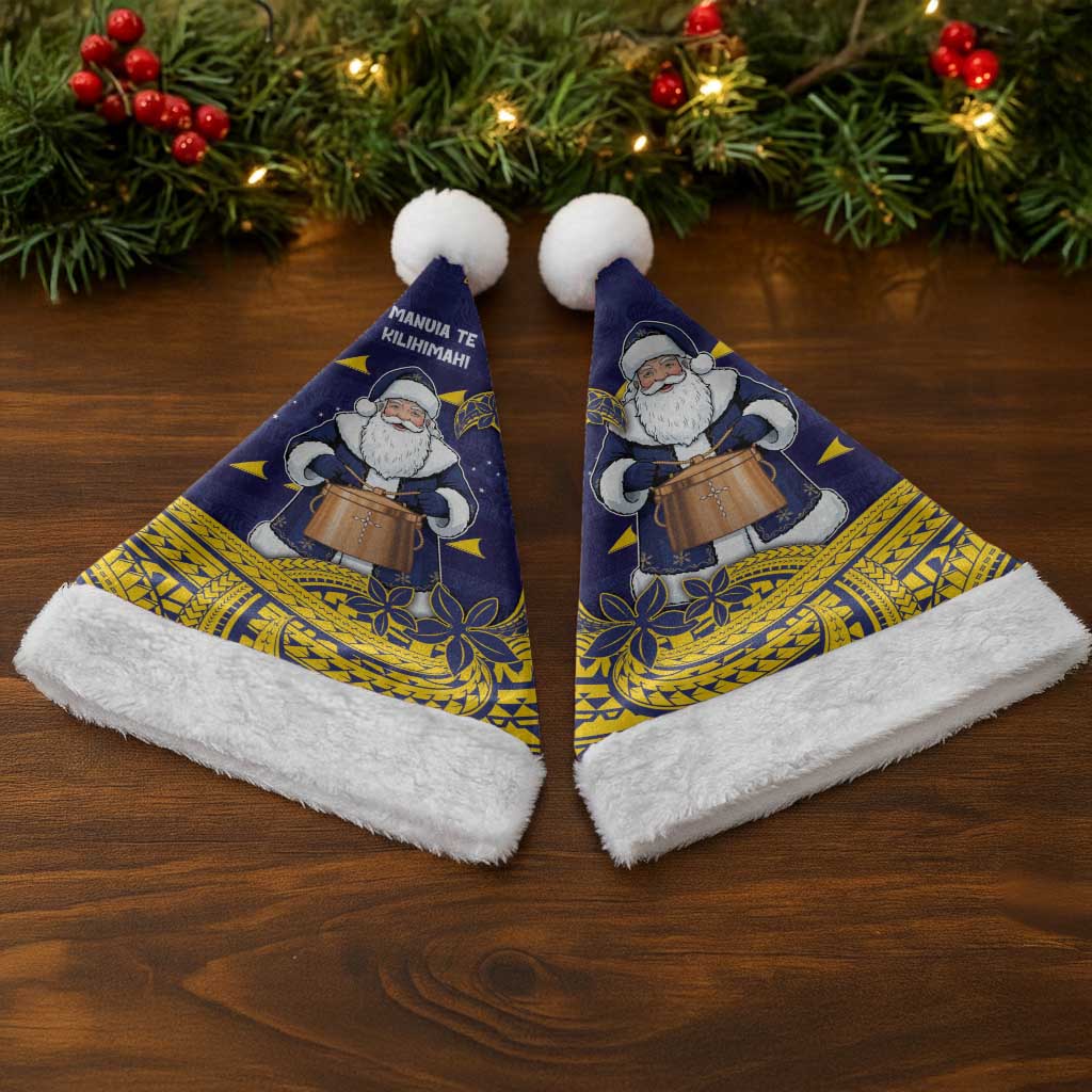 Tokelau Christmas Santa Hat Santa With Tuluma Xmas Tribal Waves - Polynesian Pride