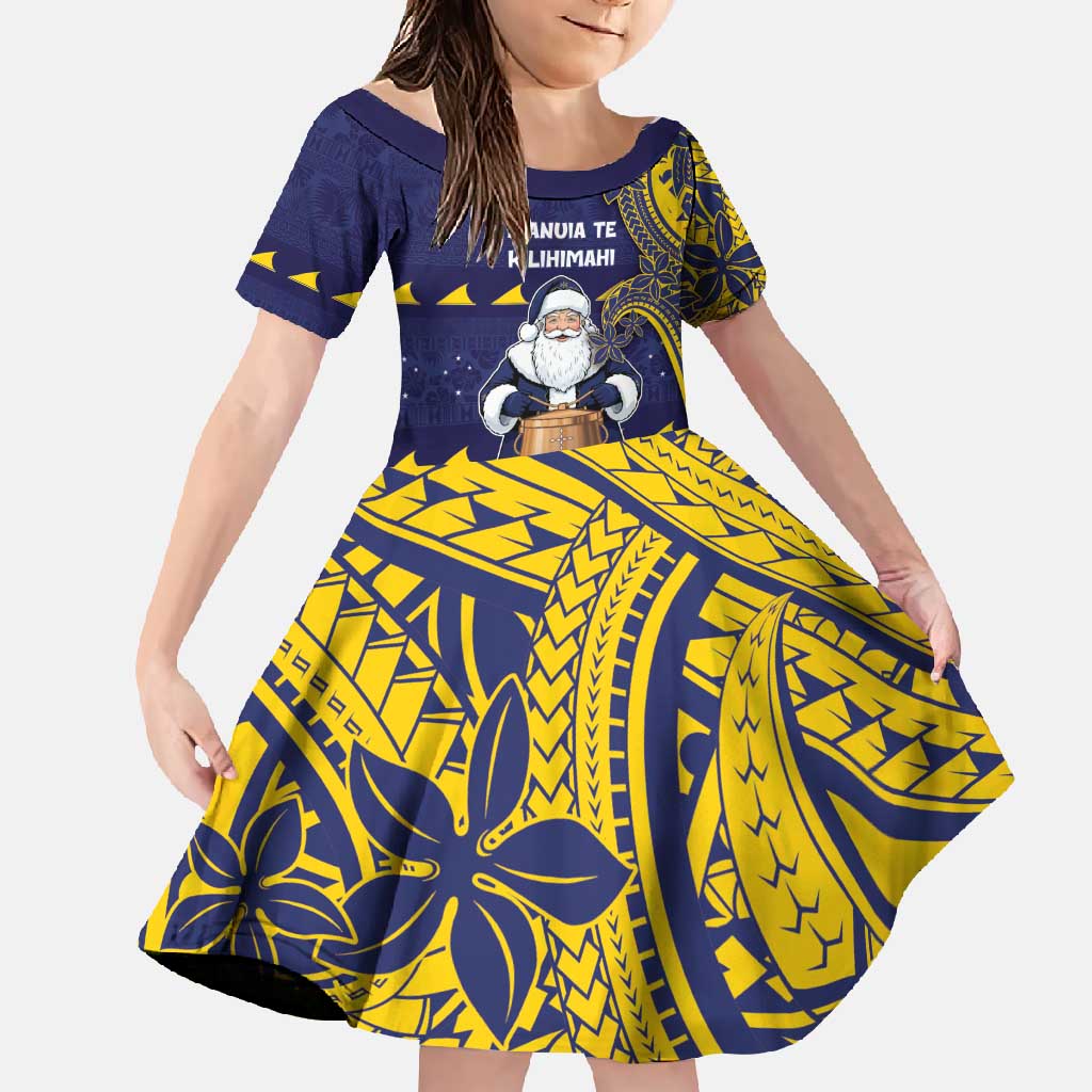 Tokelau Christmas Family Matching Long Sleeve Bodycon Dress and Hawaiian Shirt Santa With Tuluma Xmas Tribal Waves - Polynesian Pride