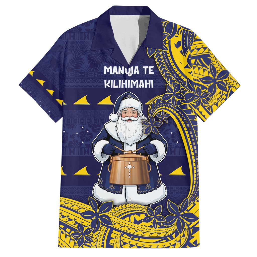 Tokelau Christmas Family Matching Off Shoulder Short Dress and Hawaiian Shirt Santa With Tuluma Xmas Tribal Waves - Polynesian Pride