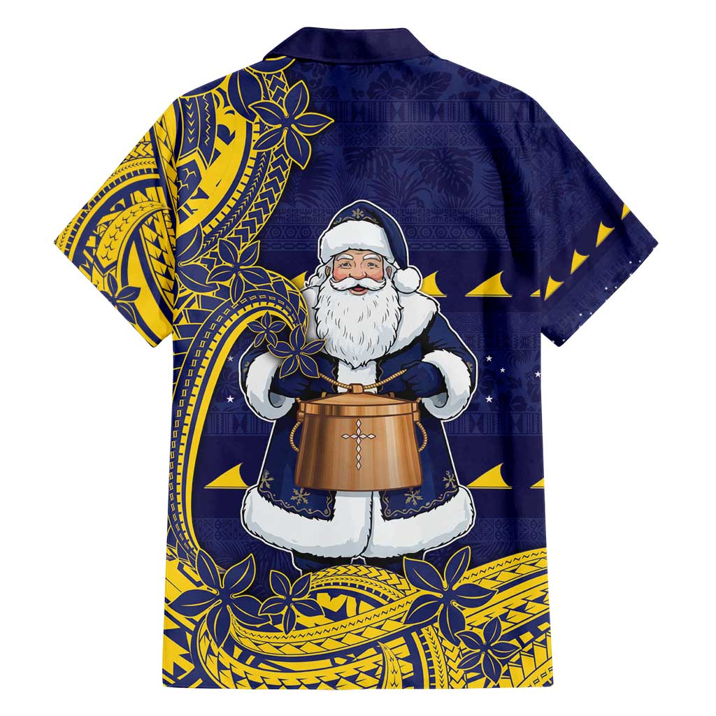 Tokelau Christmas Family Matching Off Shoulder Short Dress and Hawaiian Shirt Santa With Tuluma Xmas Tribal Waves - Polynesian Pride