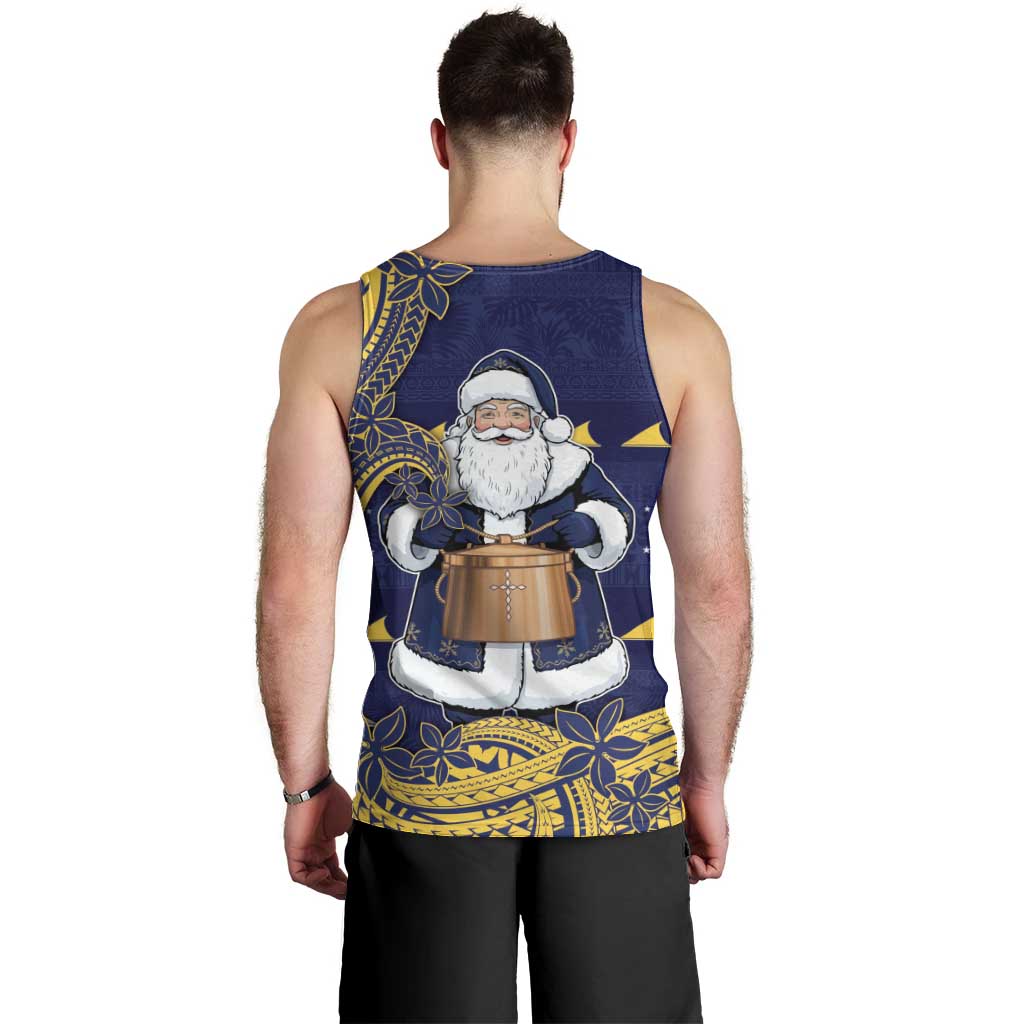 Tokelau Christmas Men Tank Top Santa With Tuluma Xmas Tribal Waves - Polynesian Pride